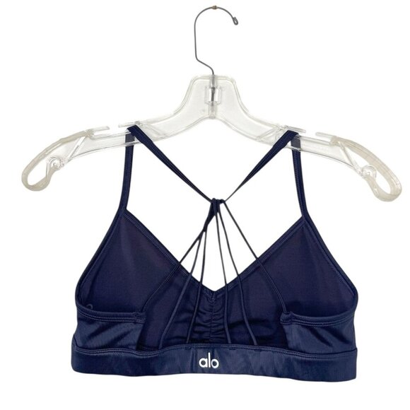 Alo Yoga Sunny Strappy Sports Bra Navy Gloss - Picture 8 of 11